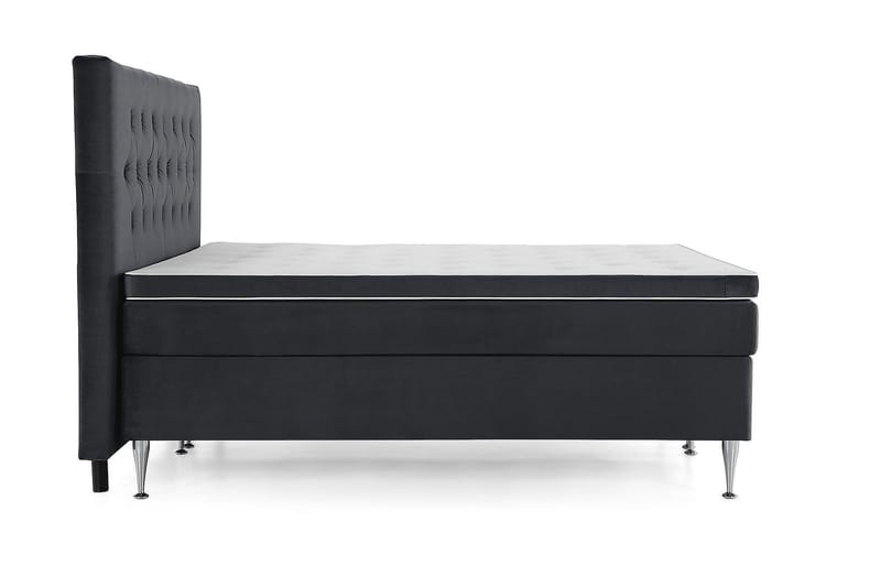 Royal Velvet Komplett Sängpaket 160x200 cm - Svart med Höga Silverben - Möbler - Sovrum - Sängar - Kontinentalsängar