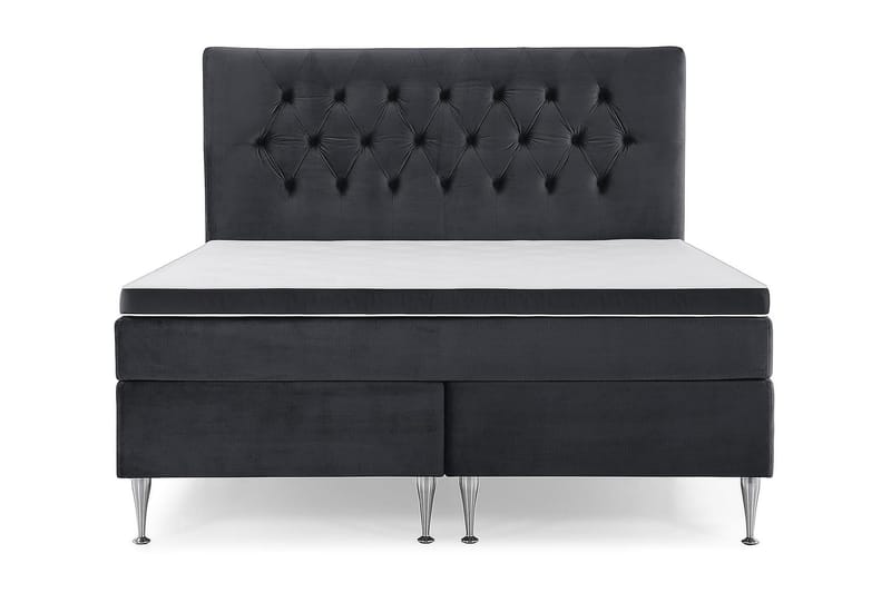 Royal Velvet Komplett Sängpaket 160x200 cm, Svart med Höga Silverben