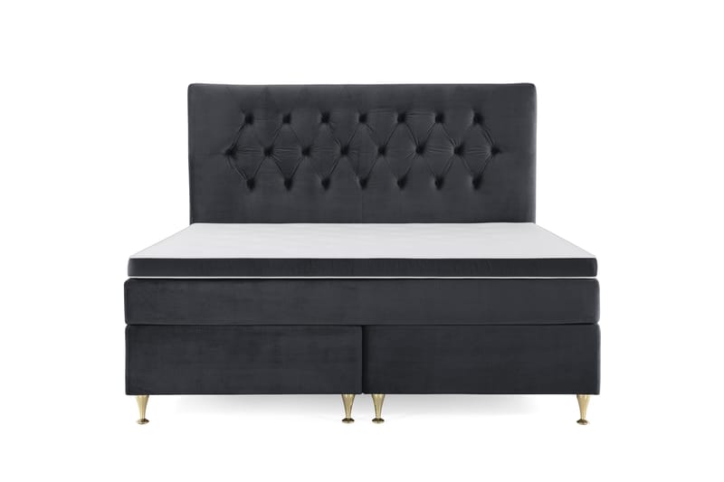 Royal Velvet Komplett Sängpaket 160x200 cm, Svart med Låga Guldben