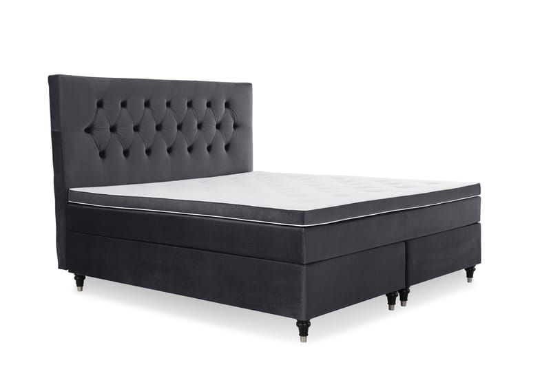 Royal Velvet Komplett Sängpaket 160x200 cm - Svart med Svarvade Ben - Möbler - Sovrum - Sängar - Kontinentalsängar