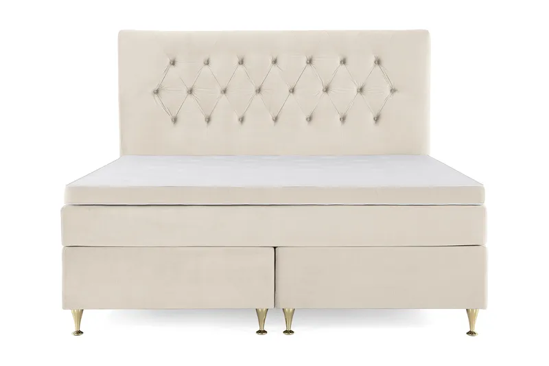 Royal Velvet Komplett Sängpaket 180x200 cm, Beige med låga guldben