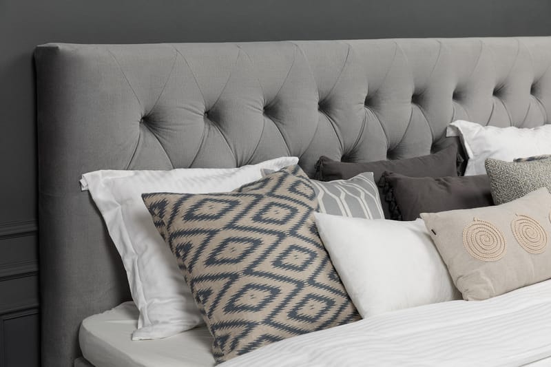 Royal Velvet Komplett Sängpaket 180x200 cm - Ljusgrå med Höga Guldben - Möbler - Sovrum - Sängar - Kontinentalsängar