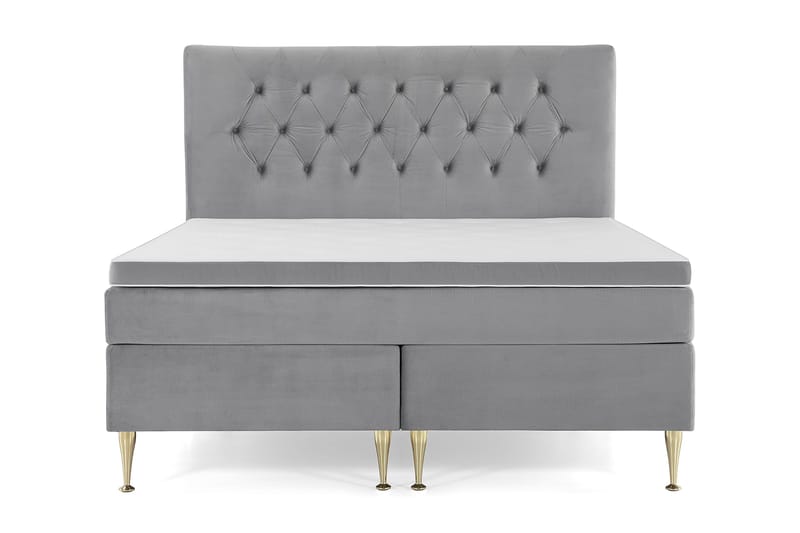 Royal Velvet Komplett Sängpaket 180x200 cm - Ljusgrå med Höga Guldben - Möbler - Sovrum - Sängar - Kontinentalsängar