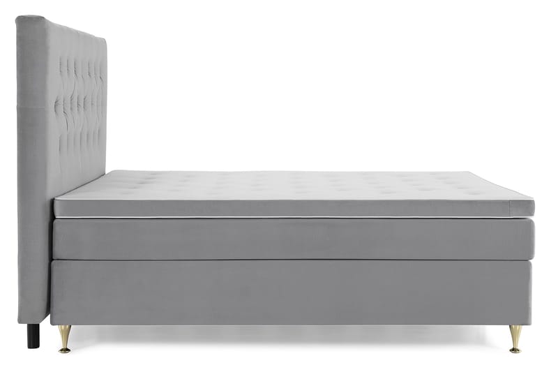 Royal Velvet Komplett Sängpaket 180x200 cm - Ljusgrå med Låga Guldben - Möbler - Sovrum - Sängar - Kontinentalsängar