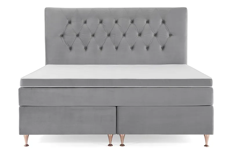 Royal Velvet Komplett Sängpaket 180x200 cm, Ljusgrå med Låga Rosében