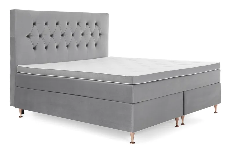 Royal Velvet Komplett Sängpaket 180x200 cm - Ljusgrå med Låga Rosében - Möbler - Sovrum - Sängar - Kontinentalsängar
