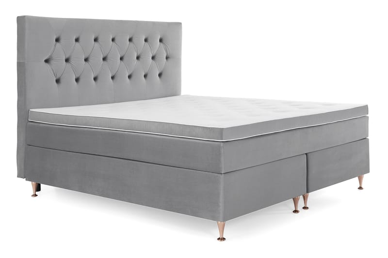 Royal Velvet Komplett Sängpaket 180x200 cm - Ljusgrå med Låga Rosében - Möbler - Sovrum - Sängar - Kontinentalsängar