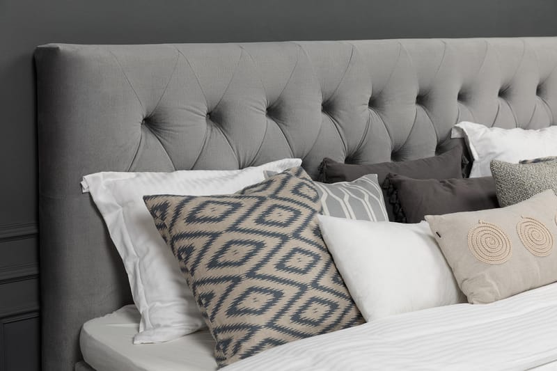 Royal Velvet Komplett Sängpaket 180x200 cm - Ljusgrå med Låga Svarvade Ben - Möbler - Sovrum - Sängar - Kontinentalsängar