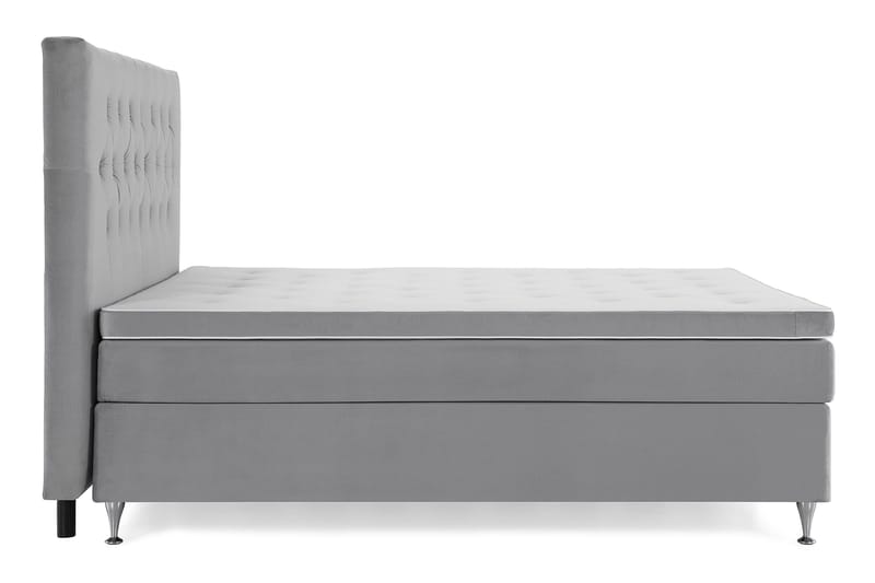 Royal Velvet Komplett Sängpaket 180x200 cm - Ljusgrå Sammet/Låga Silverben - Möbler - Sovrum - Sängar - Kontinentalsängar