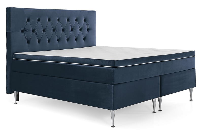 Royal Velvet Komplett Sängpaket 180x200 cm - Mörkblå med Höga Silverben - Möbler - Sovrum - Sängar - Kontinentalsängar