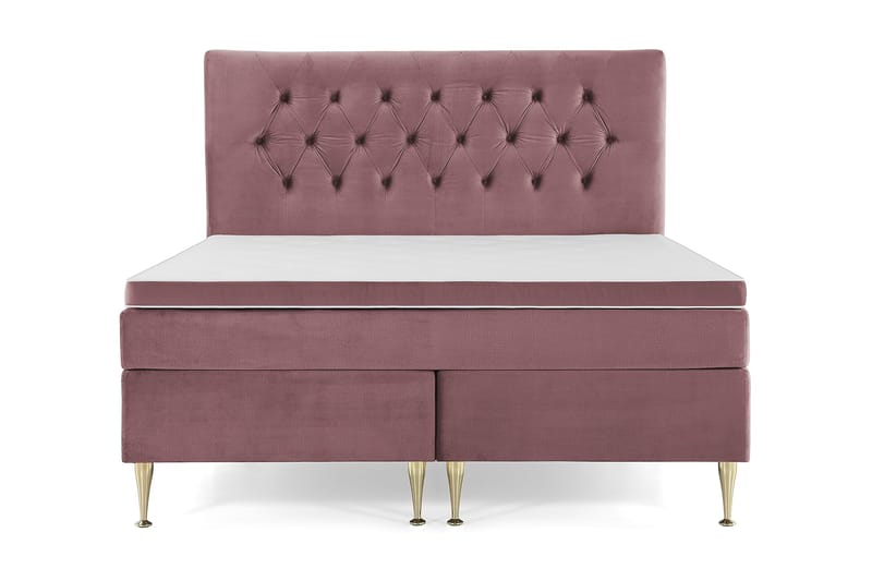 Royal Velvet Komplett Sängpaket 180x200 cm - Rosa med Höga Guldben - Möbler - Sovrum - Sängar - Kontinentalsängar