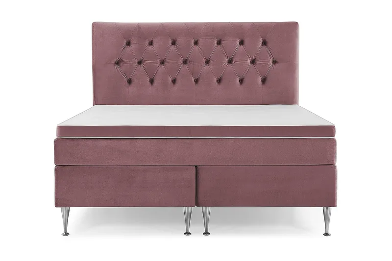 Royal Velvet Komplett Sängpaket 180x200 cm - Rosa med Höga Silverben - Möbler - Sovrum - Sängar - Kontinentalsängar