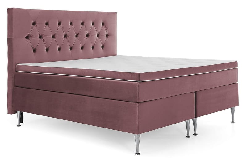 Royal Velvet Komplett Sängpaket 180x200 cm - Rosa med Höga Silverben - Möbler - Sovrum - Sängar - Kontinentalsängar