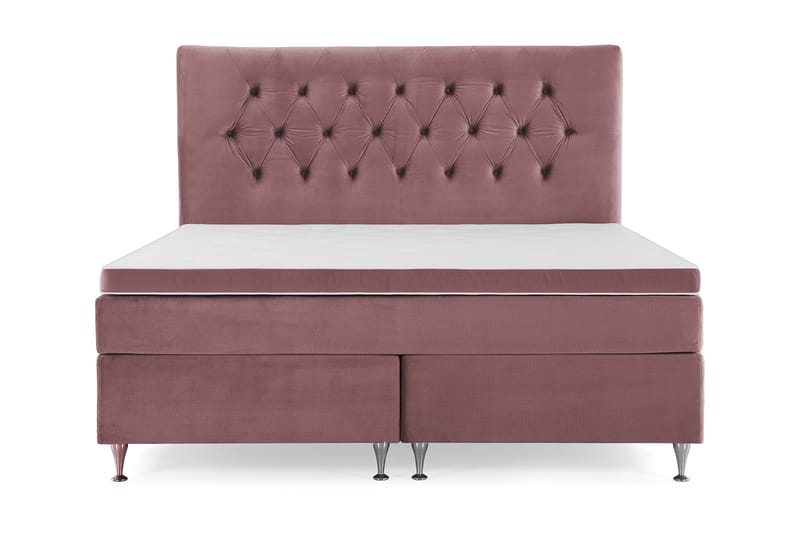 Royal Velvet Komplett Sängpaket 180x200 cm, Rosa med Låga Silverben