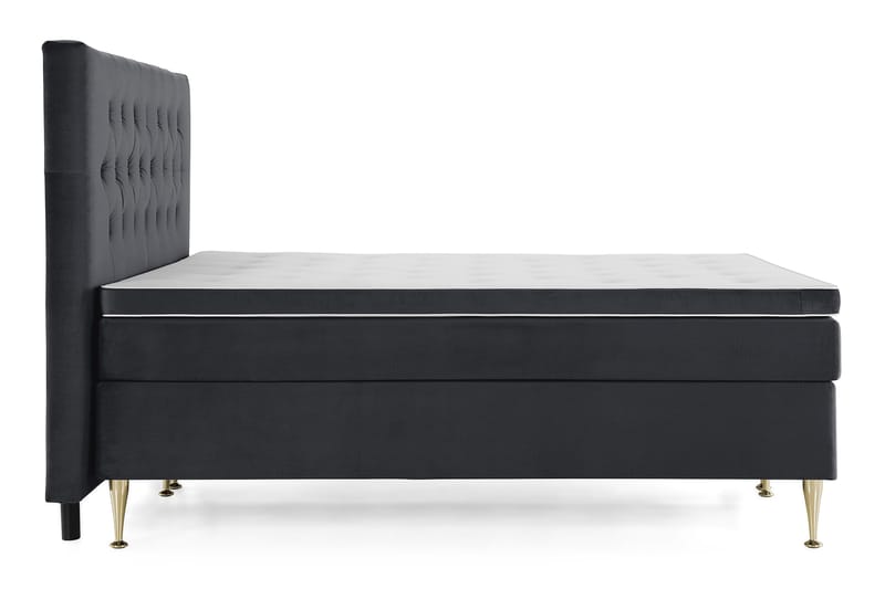 Royal Velvet Komplett Sängpaket 180x200 cm - Svart med Höga Guldben - Möbler - Sovrum - Sängar - Kontinentalsängar