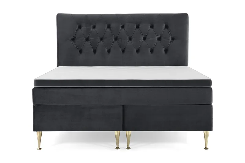 Royal Velvet Komplett Sängpaket 180x200 cm, Svart med Höga Guldben