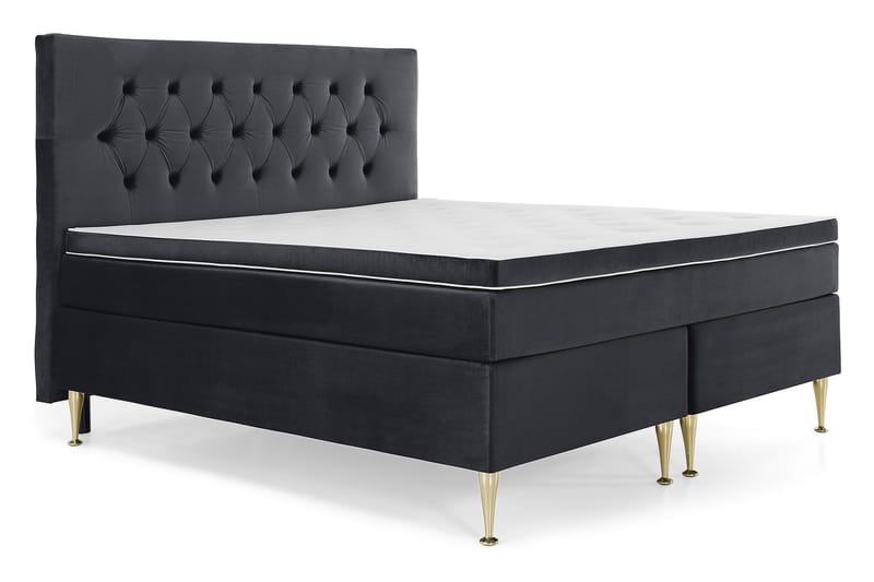 Royal Velvet Komplett Sängpaket 180x200 cm - Svart med Höga Guldben - Möbler - Sovrum - Sängar - Kontinentalsängar