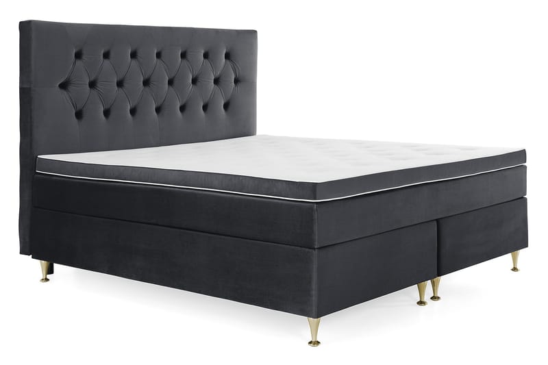 Royal Velvet Komplett Sängpaket 180x200 cm - Svart med Låga Guldben - Möbler - Sovrum - Sängar - Kontinentalsängar