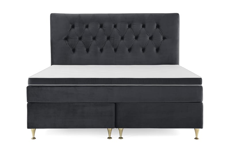 Royal Velvet Komplett Sängpaket 180x200 cm, Svart med Låga Guldben