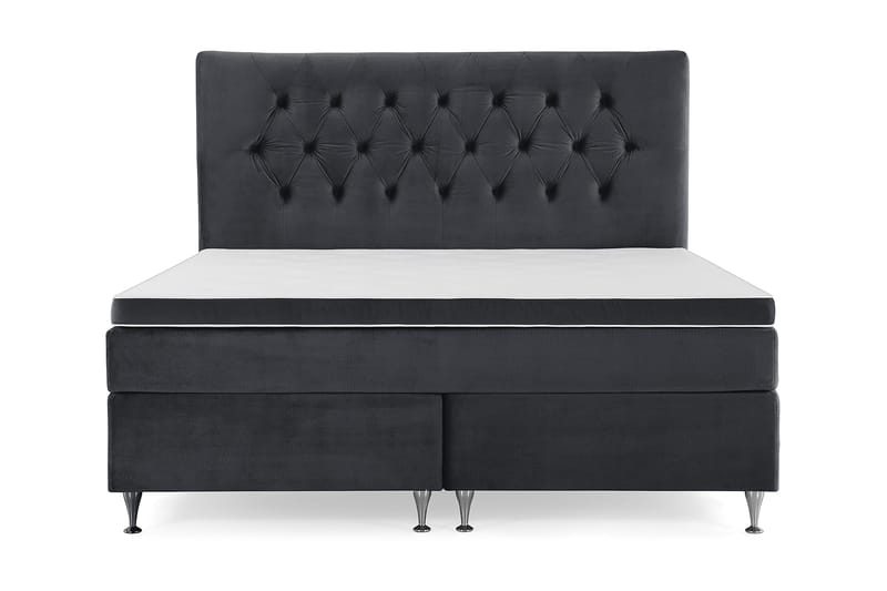 Royal Velvet Komplett Sängpaket 180x200 cm - Svart med Låga Silverben - Möbler - Sovrum - Sängar - Kontinentalsängar