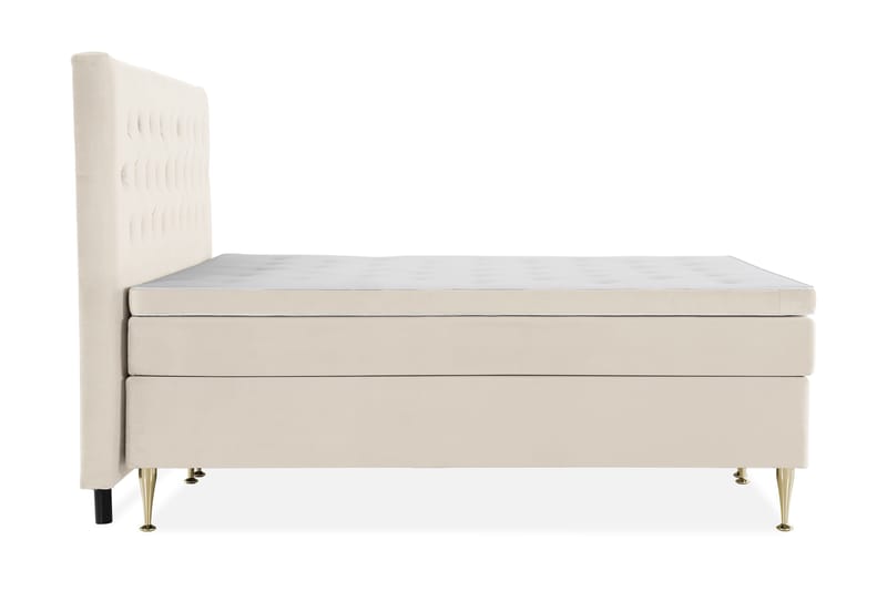 Royal Velvet Komplett Sängpaket 210x210 cm - Beige med höga guldben - Möbler - Sovrum - Sängar - Kontinentalsängar