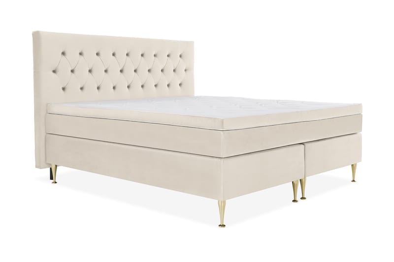 Royal Velvet Komplett Sängpaket 210x210 cm - Beige med höga guldben - Möbler - Sovrum - Sängar - Kontinentalsängar