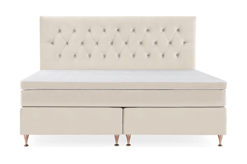 Royal Velvet Komplett Sängpaket 210x210 cm - Beige med låga rosében - Möbler - Sovrum - Sängar - Kontinentalsängar