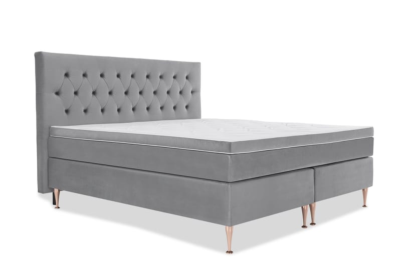 Royal Velvet Komplett Sängpaket 210x210 cm - Ljusgrå med Höga Rosében - Möbler - Sovrum - Sängar - Kontinentalsängar