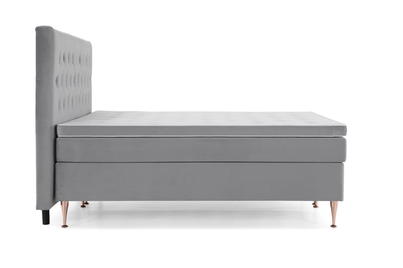 Royal Velvet Komplett Sängpaket 210x210 cm - Ljusgrå med Höga Rosében - Möbler - Sovrum - Sängar - Kontinentalsängar