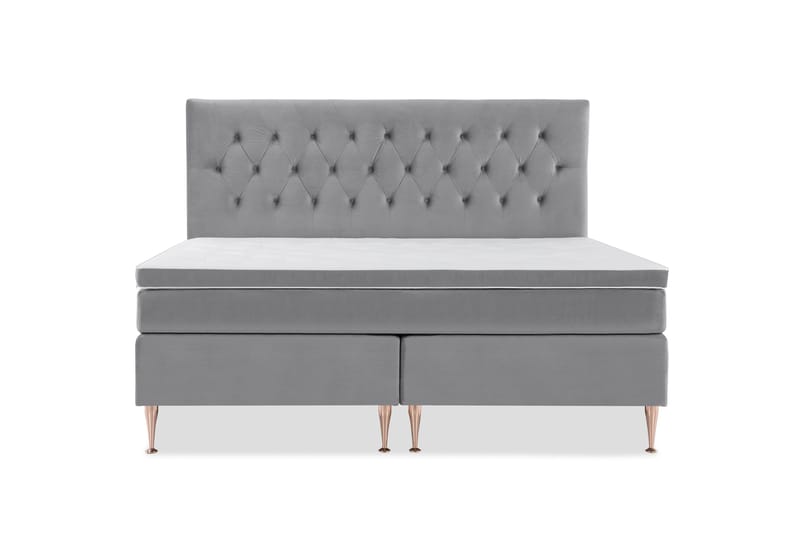 Royal Velvet Komplett Sängpaket 210x210 cm, Ljusgrå med Höga Rosében
