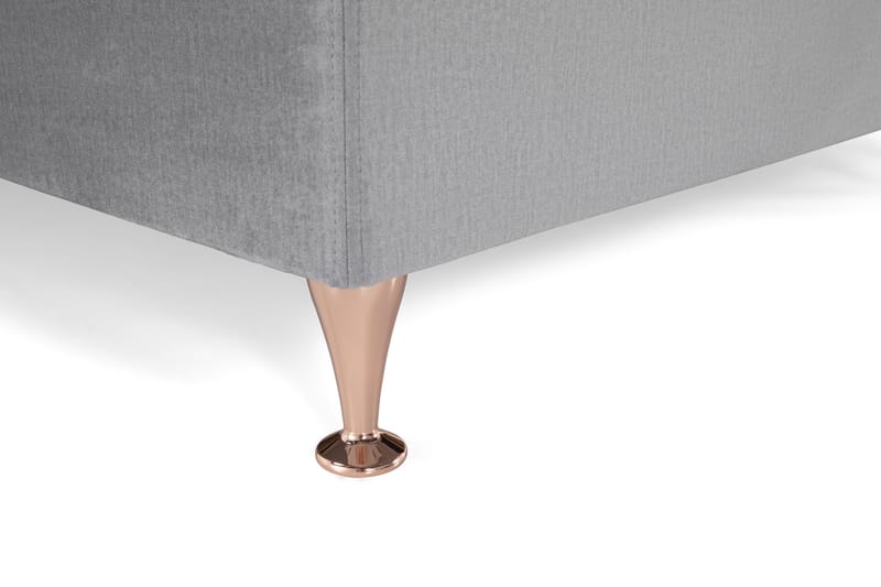 Royal Velvet Komplett Sängpaket 210x210 cm - Ljusgrå med Låga Roséguld ben - Möbler - Sovrum - Sängar - Kontinentalsängar