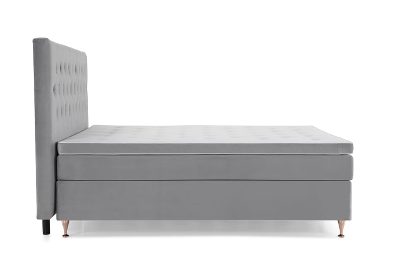 Royal Velvet Komplett Sängpaket 210x210 cm - Ljusgrå med Låga Roséguld ben - Möbler - Sovrum - Sängar - Kontinentalsängar