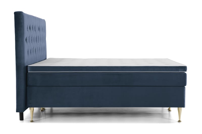 Royal Velvet Komplett Sängpaket 210x210 cm - Mörkblå med Höga Guldben - Möbler - Sovrum - Sängar - Kontinentalsängar