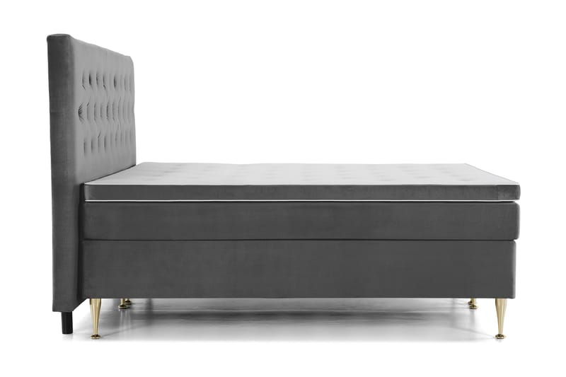 Royal Velvet Komplett Sängpaket 210x210 cm - Mörkgrå med Höga Guldben - Möbler - Sovrum - Sängar - Kontinentalsängar