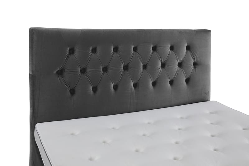 Royal Velvet Komplett Sängpaket 210x210 cm - Mörkgrå med Låga Rosében - Möbler - Sovrum - Sängar - Kontinentalsängar