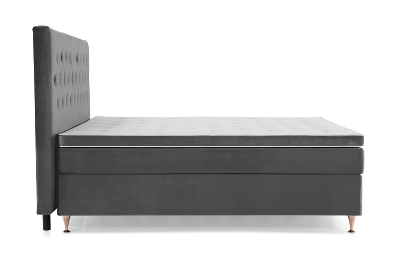 Royal Velvet Komplett Sängpaket 210x210 cm - Mörkgrå med Låga Rosében - Möbler - Sovrum - Sängar - Kontinentalsängar