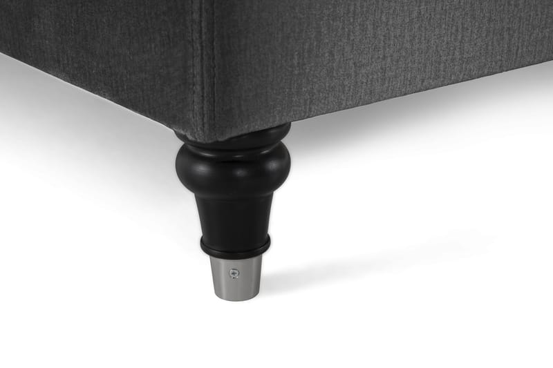 Royal Velvet Komplett Sängpaket 210x210 cm - Mörkgrå med Svarvade Ben - Möbler - Sovrum - Sängar - Kontinentalsängar