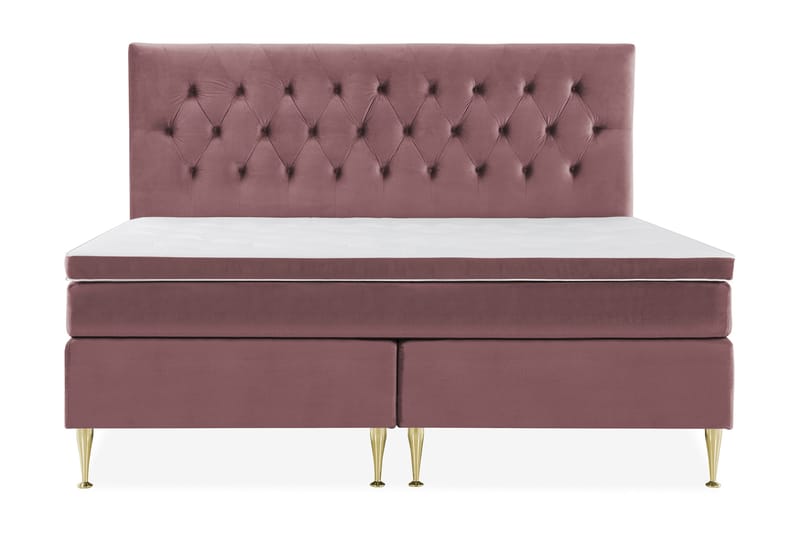 Royal Velvet Komplett Sängpaket 210x210 cm, Rosa med Höga Guldben