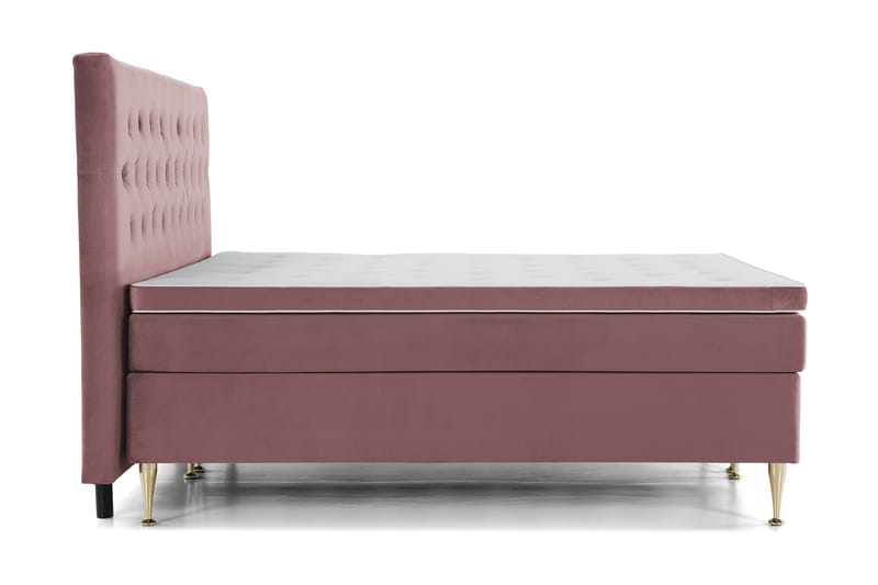 Royal Velvet Komplett Sängpaket 210x210 cm - Rosa med Höga Guldben - Möbler - Sovrum - Sängar - Kontinentalsängar