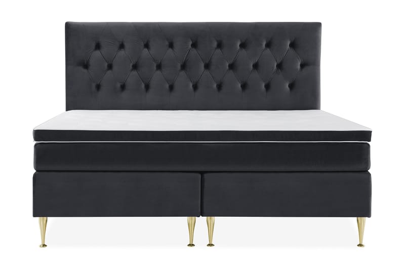 Royal Velvet Komplett Sängpaket 210x210 cm, Svart med Höga Guldben