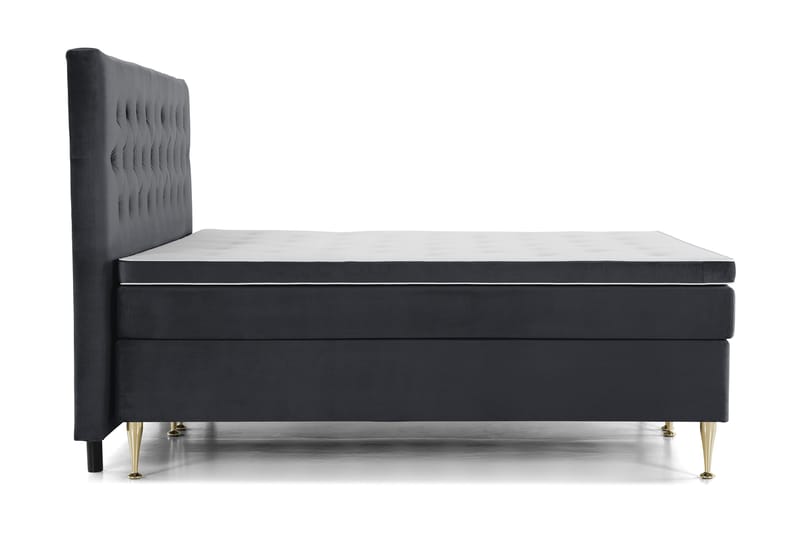 Royal Velvet Komplett Sängpaket 210x210 cm - Svart med Höga Guldben - Möbler - Sovrum - Sängar - Kontinentalsängar