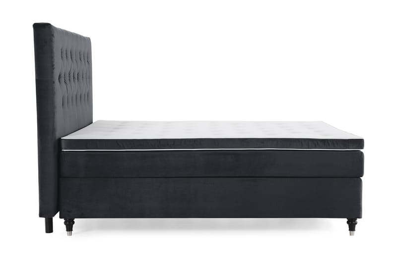 Royal Velvet Komplett Sängpaket 210x210 cm - Svart med Låga Svarvade Ben - Möbler - Sovrum - Sängar - Kontinentalsängar