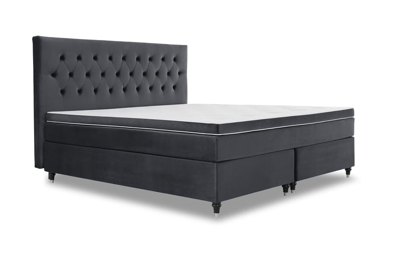 Royal Velvet Komplett Sängpaket 210x210 cm - Svart med Låga Svarvade Ben - Möbler - Sovrum - Sängar - Kontinentalsängar