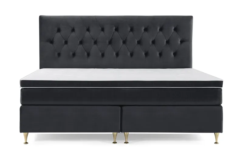 Royal Velvet Komplett Sängpaket 210x210  Svart med Låga G, Svart med Låga Guldben