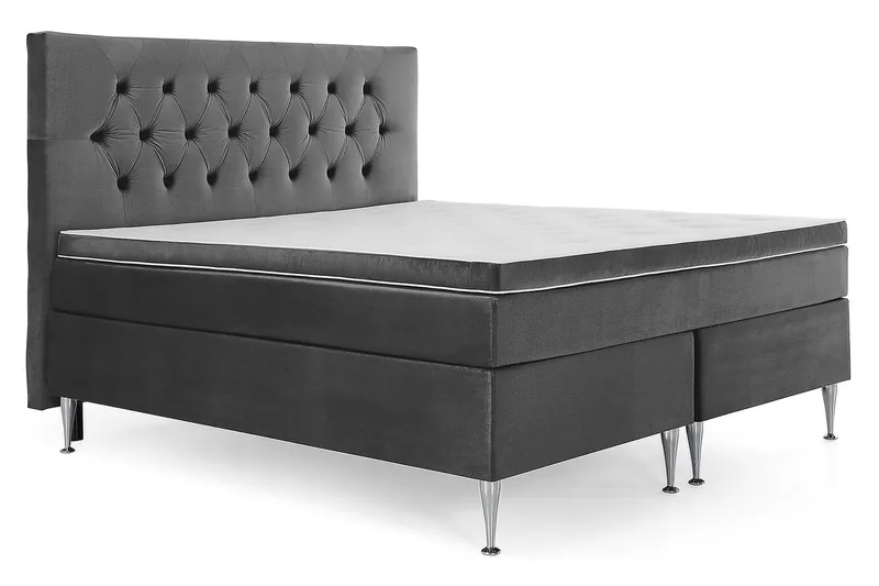 Royal Velvet Komplett Sängpaket Kontinentalsäng 180x200 cm - Mörkgrå / Sammet - Möbler - Sovrum - Sängar - Kontinentalsängar
