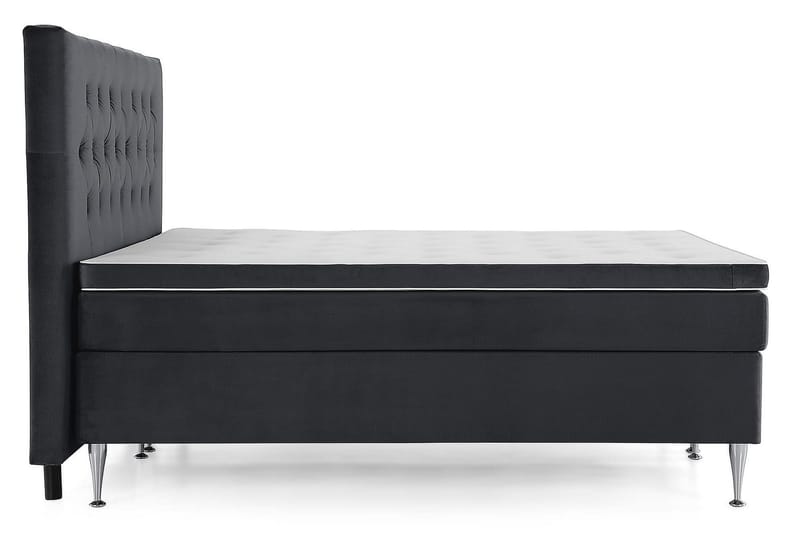 Royal Velvet Komplett Sängpaket Sammetssäng 180x200 cm - Svart med höga silverben - Möbler - Sovrum - Sängar - Kontinentalsängar