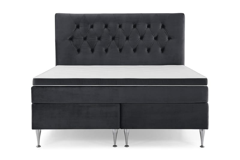 Royal Velvet Komplett Sängpaket Sammetssäng 180x200 cm - Svart med höga silverben - Möbler - Sovrum - Sängar - Kontinentalsängar