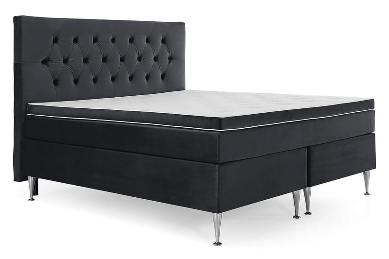 Royal Velvet Komplett Sängpaket Sammetssäng 180x200 cm - Svart med höga silverben - Möbler - Sovrum - Sängar - Kontinentalsängar