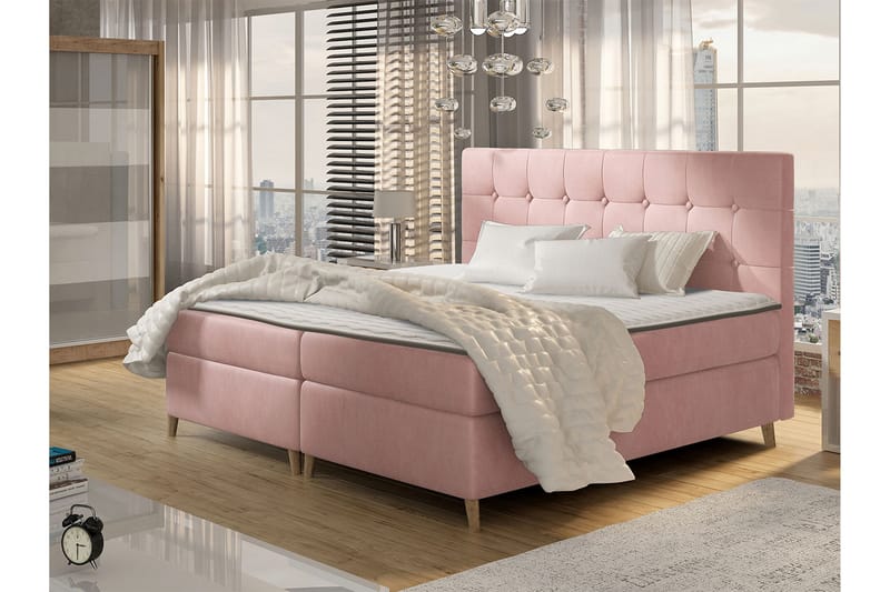 SAHIRA Kontinentalsäng 200x200 cm Rosa - Rosa - Möbler - Sovrum - Sängar - Kontinentalsängar