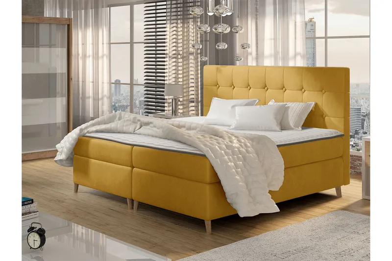 Sandham Kontinentalsäng 200x200 cm - Gul - Möbler - Sovrum - Sängar - Kontinentalsängar